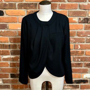 J.Crew Womens Black Pleated Drape Wool Blazer Size 8